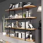 Book Shelf Open Bookcase Living Room Iron Industrial Style Partition Wall Display Rack Study Solid Wood Multi-layer Bookshelf for Living Room, Home Office, Bedroom