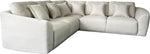 L Shaped Corner Sofa Wide Curve Armrests with Deep Cushions Upholstered Corner Sofa for Living Room Modern Sofa Couches for Family Home (Cream)