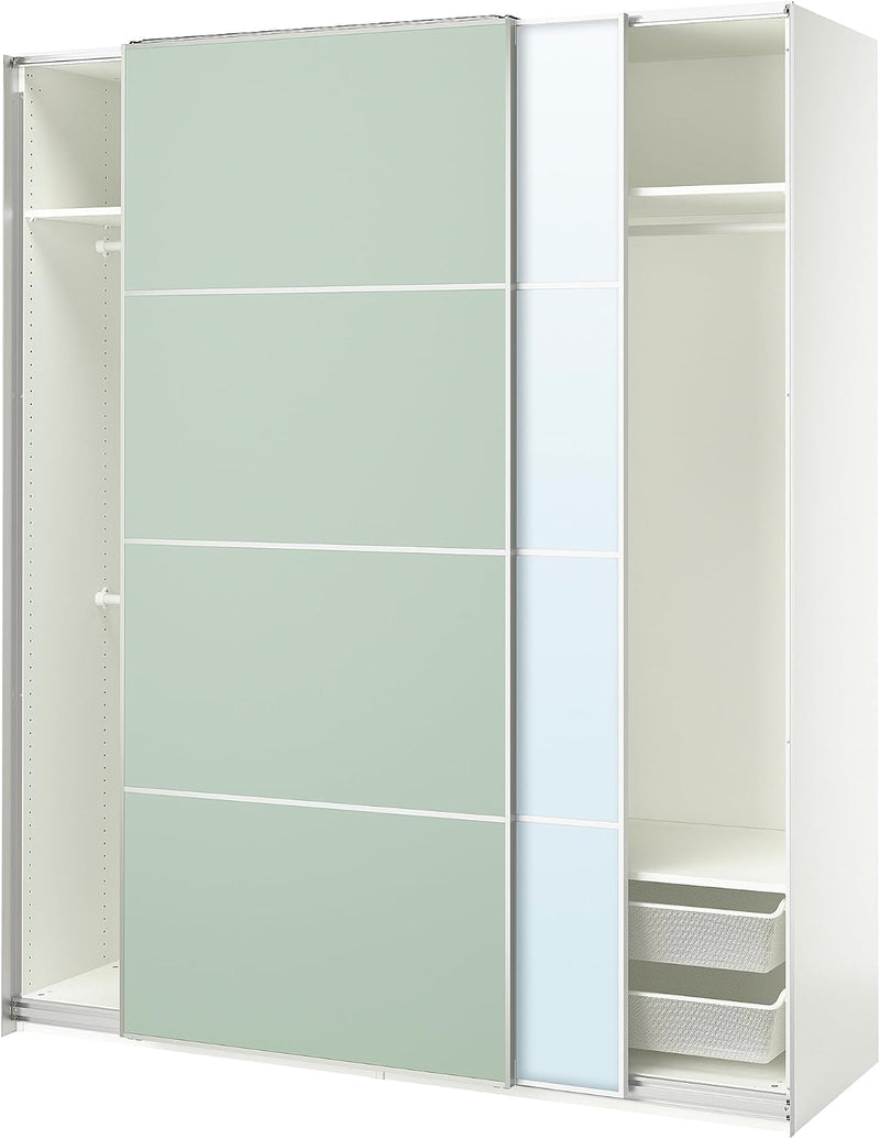 ProTuning PAX/MEHAMN/AULI Wardrobe with sliding doors, white double sided/light green mirror glass, 200x66x236 cm