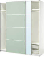 ProTuning PAX/MEHAMN/AULI Wardrobe with sliding doors, white double sided/light green mirror glass, 200x66x236 cm