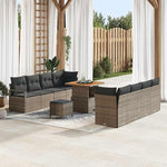 Poly Rattan Garden Sofa Set with Cushion and Storage Space Grey 80 x 80 x 71 cm Weatherproof Outdoor Lounge Furniture for Patio, Balcony and Conservatory, Space Saving and Cosy