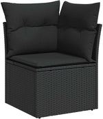 Garden Sofa Set with Cushions, 12-Piece Black Poly Rattan, Weatherproof, Outdoor Lounge Furniture for Garden, Balcony, Patio with Storage Space and Polyester Filling, Modular, Easy Care