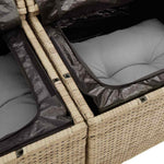 Garden Sofa Set 10 Pieces Beige and Light Grey Cushion Poly Rattan Furniture for Garden Patio Balcony Weatherproof Modular Comfortable Includes Table and Stool Durable