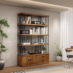 Book Shelf Open Bookcase Home Multi-layer Solid Wood Bookcase Living Room Integrated Whole Wall Storage Bookshelf Floor Cabinet for Living Room, Home Office, Bedroom(S:140CM*35CM*200CM)