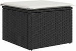 Garden Sofa Set 9-Piece Polyrattan with Cushions Black Cream Weatherproof Lounge Furniture for Garden Patio Balcony Modular with Storage Space and Garden Table Cosy and Easy to Clean