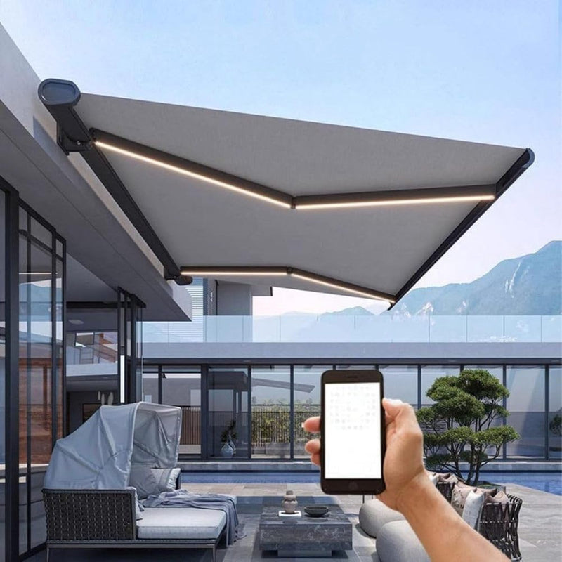 Outdoor Electric Retractable Awning 3X2M, Rainproof Windproof Patio Sunshade Canopy for Yard Balcony