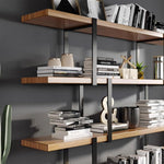 Book Shelf Open Bookcase Living Room Iron Industrial Style Partition Wall Display Rack Study Solid Wood Multi-layer Bookshelf for Living Room, Home Office, Bedroom