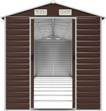 Brown Galvanised Steel Shed 191 x 810 x 198 cm with Ample Storage Space Ventilation Lockable Door for Garden Patio Tool Storage Lawn Mower