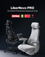 LiberNovo PRO AirFlow Dynamic Ergonomic Office Chair, Desk Chair with Active AirFlow Seat Ventilation, 2 Ventilation Speeds, 5 Recline, Built-in Spine Stretch, for Home Office, Glacier 48cm