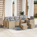 Garden Sofa Set 10 Pieces Beige and Light Grey Cushion Poly Rattan Furniture for Garden Patio Balcony Weatherproof Modular Comfortable Includes Table and Stool Durable