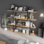 Book Shelf Open Bookcase Living Room Iron Industrial Style Partition Wall Display Rack Study Solid Wood Multi-layer Bookshelf for Living Room, Home Office, Bedroom