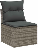 Garden Sofa Set Grey with Cushions, 13 Pieces, Made of Poly Rattan and Powder-Coated Steel for Garden, Balcony, Patio, Weatherproof Lounge Furniture with Storage Function and Table
