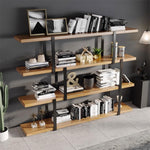 Book Shelf Open Bookcase Living Room Iron Industrial Style Partition Wall Display Rack Study Solid Wood Multi-layer Bookshelf for Living Room, Home Office, Bedroom