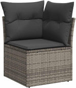 Garden Sofa Set 11 Pieces Grey Poly Rattan with Removable Cushions Weatherproof Lounge Outdoor Furniture for Garden Balcony Patio Modular Includes Table and Stool, Comfortable and Durable