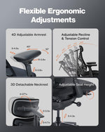 LiberNovo PRO AirFlow Dynamic Ergonomic Office Chair, Desk Chair with Active AirFlow Seat Ventilation, 2 Ventilation Speeds, 5 Recline, Built-in Spine Stretch, for Home Office, Glacier 45cm