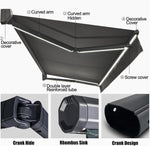Automatic Retractable Patio Awning with Remote Control, Electric Aluminum Outdoor Canopy Shade for Garden, Balcony Deck