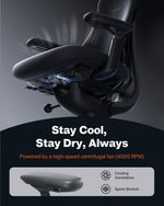 LiberNovo PRO AirFlow Dynamic Ergonomic Office Chair, Desk Chair with Active AirFlow Seat Ventilation, 2 Ventilation Speeds, 5 Recline, Built-in Spine Stretch, for Home Office, Glacier 45cm