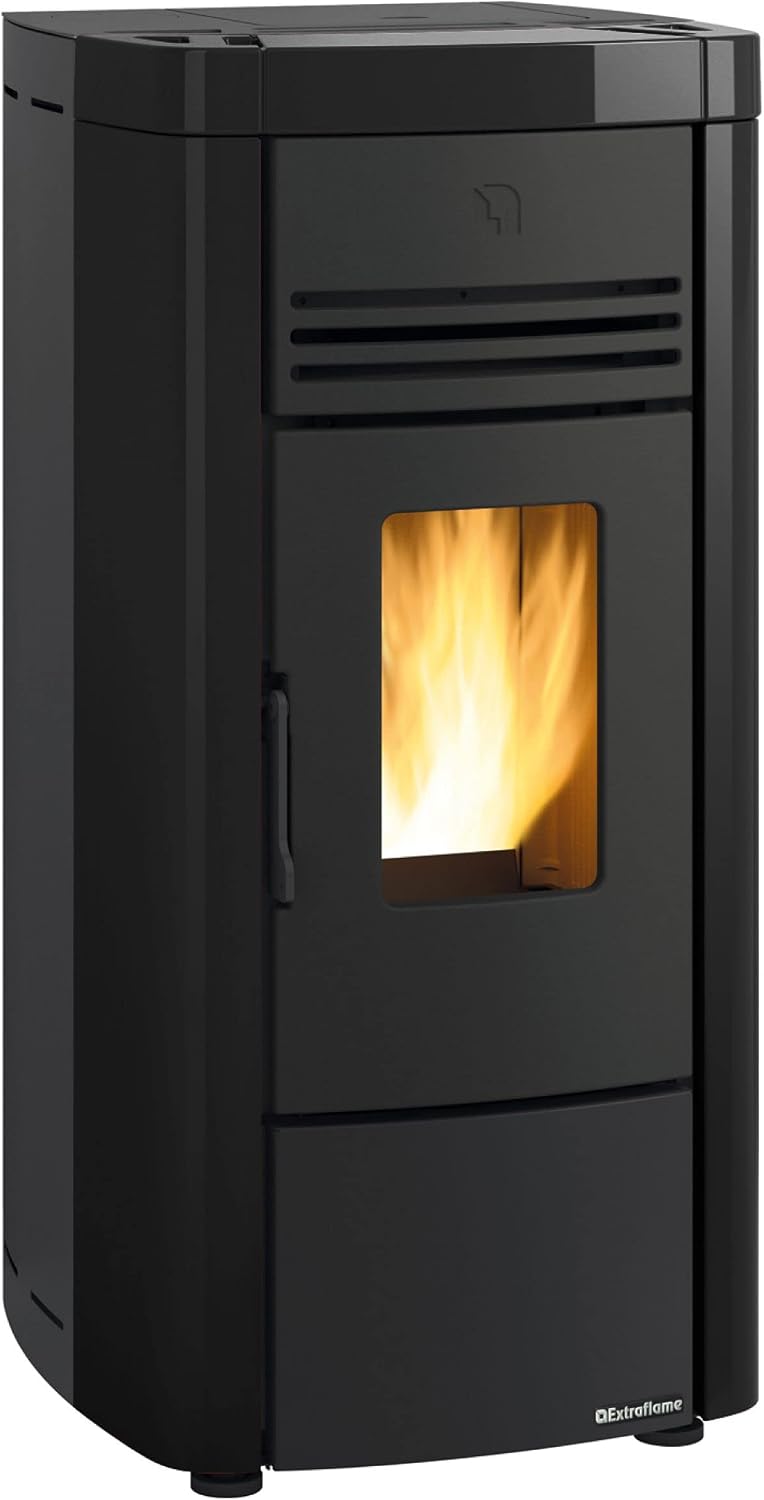 Nordica Extra Flame Ventilated and Sealed Black 8kw Wood Pellet Stove Angelaevonoir