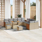 Garden Sofa Set Poly Rattan with Cushion Beige Light Grey 17-Piece Weatherproof Outdoor Lounge Furniture for Garden Balcony Patio Flexible Corner Couch with Aluminium Frame and Cosy Cushions