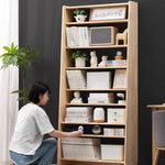 Book Shelf Open Bookcase Simple Lattice Bookcase With Doors Modern Solid Wood Storage Cabinet Bookshelf for Living Room, Home Office, Bedroom