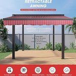 Outdoor Electric Retractable Sun Shade Awning Cover for Patio, Gazebo, Garden, Restaurant, Cafe