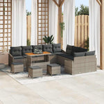 Garden Sofa Set Grey Poly Rattan with 13 Pieces, Weatherproof Outdoor Lounge Furniture for Garden, Patio, Balcony, Modular with Storage Space, Comfortable Cushions and Cushions
