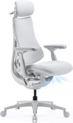 LiberNovo PRO AirFlow Dynamic Ergonomic Office Chair, Desk Chair with Active AirFlow Seat Ventilation, 2 Ventilation Speeds, 5 Recline, Built-in Spine Stretch, for Home Office, Glacier 45cm