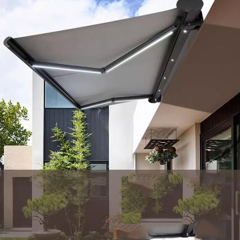 Retractable Electric Motorized Patio Awning - Sunshade Canopy for Deck & Balcony - Aluminum Frame Grey 3x2.5M - Ideal for Sun Protection & Outdoor Comfort
