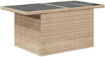 Garden Sofa Set with Cushions 8-Piece Beige and Cream Polyrattan Lounge Furniture for Garden Patio Balcony Weatherproof and Waterproof with Height-Adjustable Table and Cosy Cushions