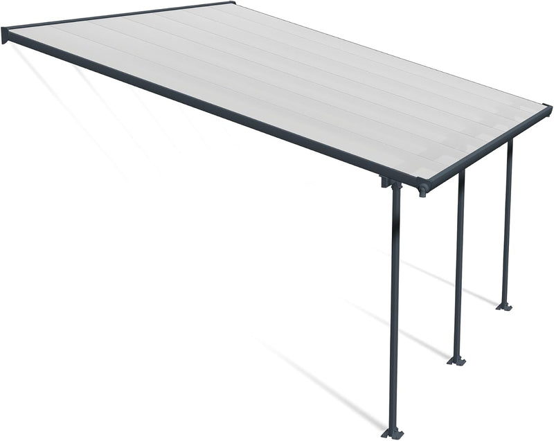 Canopia by Palram Feria Aluminium Patio Canopy 4 x 4.2 Polycarbonate Twin-Wall Panels Pergola 425 x 385 cm Grey for Roofing Your Patio