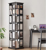 Solid Wood Bookshelf for Living Room Furniture Minimalist Household Floor Book Shelf Light Swivel Bookcase(D)