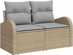 Garden Sofa Set 9 Pieces with Cushions and Storage Space Beige Poly Rattan Weatherproof Lounge Furniture for Garden Balcony Patio Comfortable Upholstery Outdoor