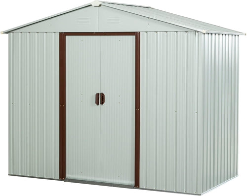 SKYXIU Outdoor Storage Shed Waterproof,Metal Garden Shed for Bike,Trash Can, Machine,Galvanized Steel Outdoor Storage Cabinet,Outdoor Metal Shed for Backyard, Patio(8ft x 4ft)