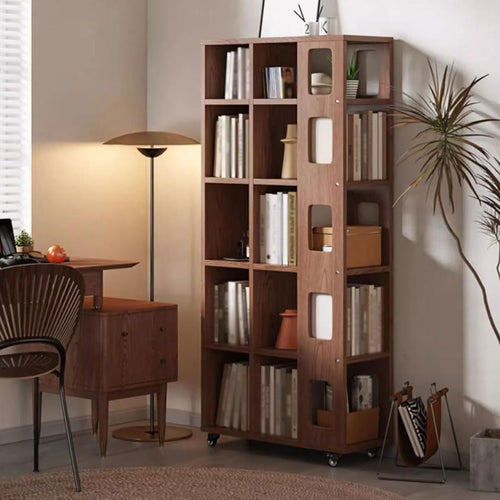 Book Shelf Open Bookcase Household Solid Wood Movable Floor Bookshelf Living Room Bedroom Wall Storage Cabinet for Living Room, Home Office, Bedroom
