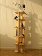 Bookshelf Solid Wood Rotating Bookshelf, 360-degree Living Room Multi-storey Floor-to-ceiling Bookcase, Picture Book Storage Shelf Bookcases