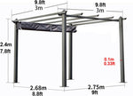 Outdoor Retractable Aluminum Pergola, sunshade grape trellis for Courtyard, Thickened aluminum alloy frame, anti-corrosion and rust-free, Flat Top Outdoor Pergola for Patio Use