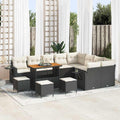 Garden Sofa Set Poly Rattan with Cushion Black Cream 13-Piece Outdoor Lounge Furniture for Garden Patio Balcony Weatherproof Modular Cosy Space Saving with Storage Function