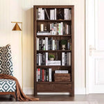 Book Shelf Open Bookcase Solid Wood Bookcase Modern Nordic Oak Bookshelf Storage Shelf Simple Walnut for Living Room, Home Office, Bedroom(A1)