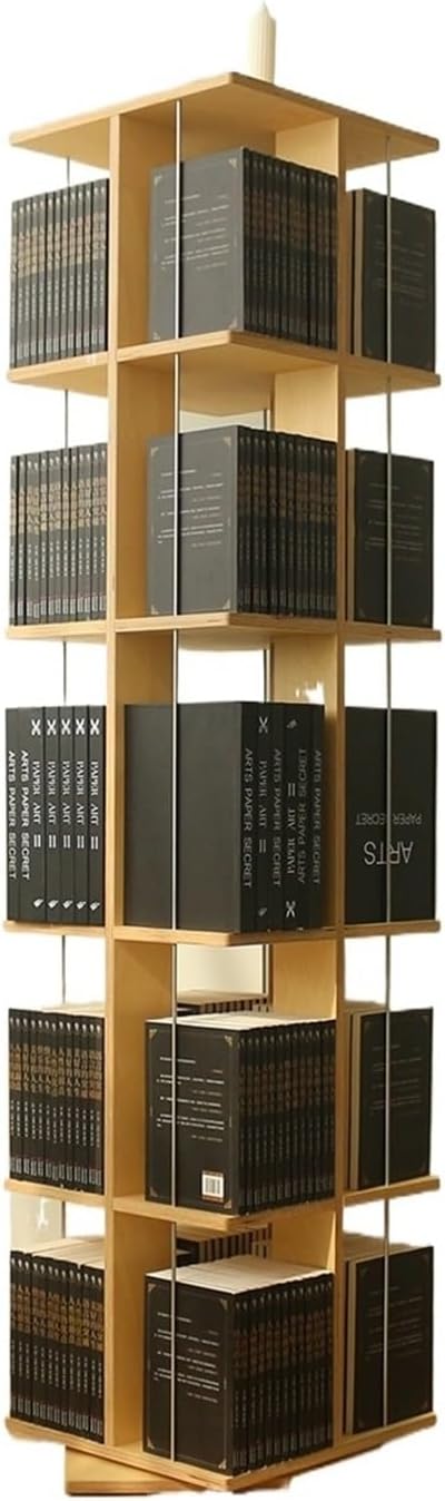 Bookcase Solid Wood Rotating Bookshelf, 360-degree Living Room Multi-storey Floor-to-ceiling Bookcase, Picture Book Storage Shelf