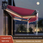 Outdoor Retractable Electric Patio Awning with LED Lights, 3x1.5m Sun Shade Canopy for Garden Balcony Door & Backyard Relaxation