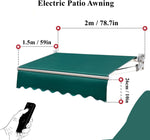 Electric Retractable Patio Awning 2x1.5m Motorized Outdoor Sunshade Shelter for Balcony, Courtyard, Deck, Shop, Cafe, Restaurant