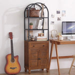 Book Shelf Open Bookcase Retro Living Room French Arched Shelf Home Solid Wood Floor Simple Bookshelf for Living Room, Home Office, Bedroom