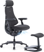 LiberNovo PRO AirFlow Dynamic Ergonomic Office Chair with Footrest, Desk Chair with Active AirFlow Seat Ventilation, 2 Ventilation Speeds, 5 Recline, Built-in Spine Stretch, for Office, Graphite 48cm