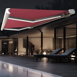 Patio Electric Retractable Awning w/LED Light, Sunshade Shelter with Manual Crank Handle & Remote Control, Outdoor Canopy for Deck Balcony Yard, 78.7x59in