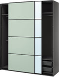 ProTuning PAX/MEHAMN/AULI Wardrobe with sliding doors, dark grey double sided/light green mirror glass, 200x66x236 cm