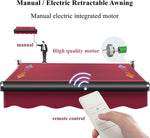 Outdoor Electric Retractable Patio Awning w/Remote Control & Manual Crank Handle, Gutter Design, Home/Commercial Use, 3x2.5m