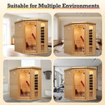 Far Infrared Wooden Sauna with Recliner, Personal Indoor Home Spa, Traditional Saunas Room with 7 Color Lights, 10 Minutes Warm-up Heater Tube & Carbon Panels, Oxygen Bar (2300W/220V, Hemlock)