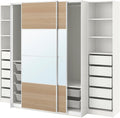 ProTuning PAX/MEHAMN/AULI Wardrobe with sliding doors, white double sided/white stained oak effect mirror glass, 250x66x201 cm