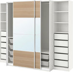 ProTuning PAX/MEHAMN/AULI Wardrobe with sliding doors, white double sided/white stained oak effect mirror glass, 250x66x201 cm