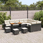 Garden Sofa Set Poly Rattan with Cushion Black Cream 13-Piece Outdoor Lounge Furniture for Garden Patio Balcony Weatherproof Modular Cosy Space Saving with Storage Function